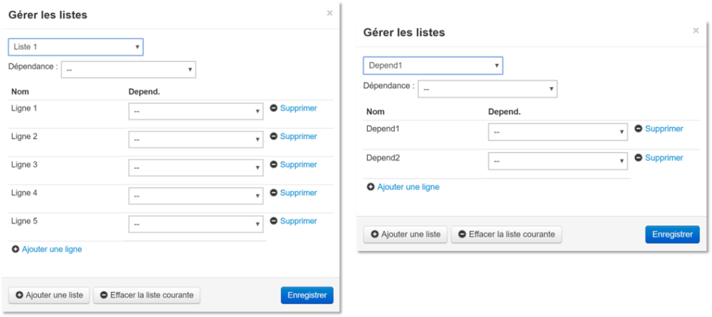 Comment créer des listes et des dépendances 1