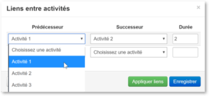 6.2.8 Affichage Comment modifier les liens entre activites