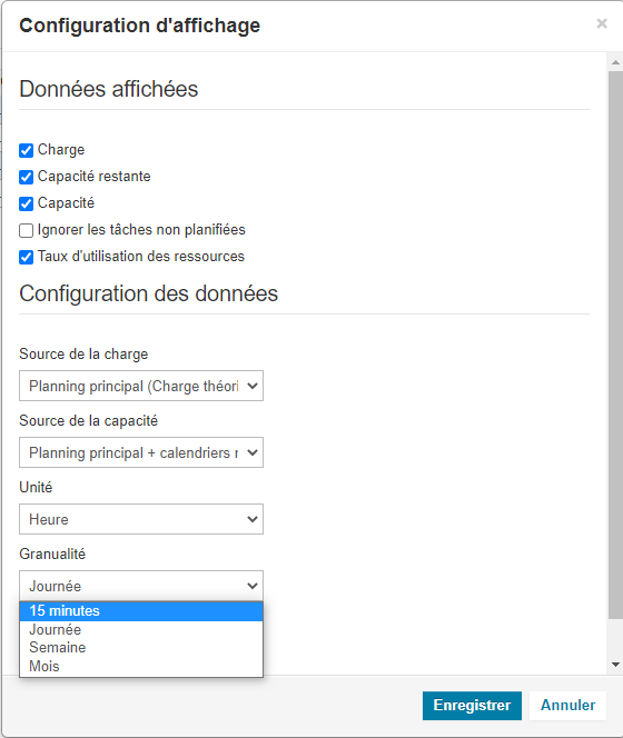 Charge granularite 15min